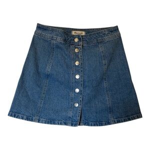 Women’s Madewell Denim Blue Button Front Skirt, Size 4